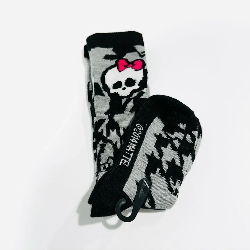 NWT Monster High Black & Grey Skullette Girls Socks